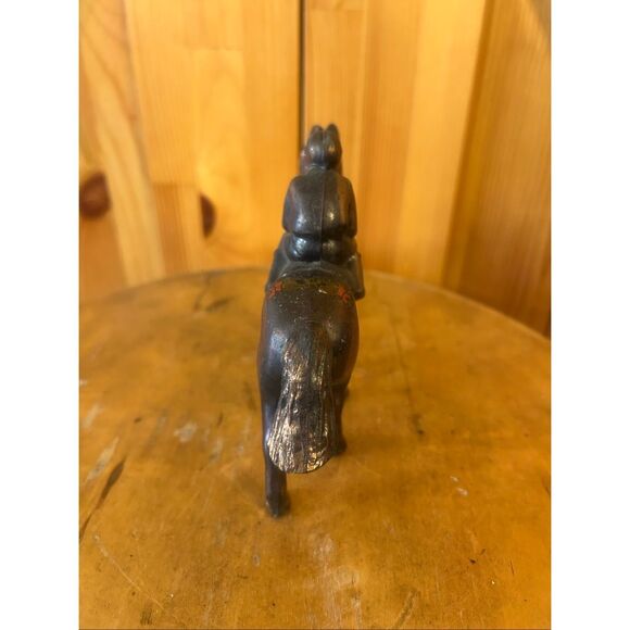 VINTAGE COPPER PLATED JOCKEY ON HORSE EQUESTRIAN FIGURINE (5869) - Picture 2 of 6